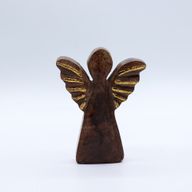Kleine Mango Houten Engel - Gouden Decor - 12cm