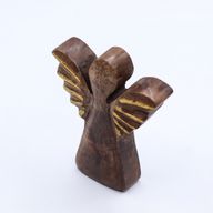 Kleine Mango Houten Engel - Gouden Decor - 12cm