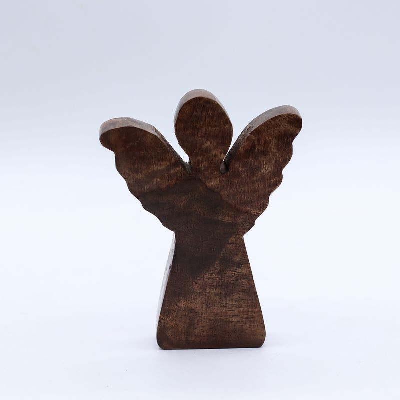Kleine Mango Houten Engel - Gouden Decor - 12cm