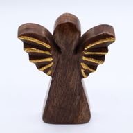 Middelgrote Mango Houten Engel - Gouden Decor - 16cm