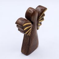Middelgrote Mango Houten Engel - Gouden Decor - 16cm