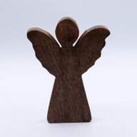 Middelgrote Mango Houten Engel - Gouden Decor - 16cm