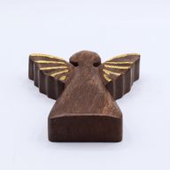 Middelgrote Mango Houten Engel - Gouden Decor - 16cm