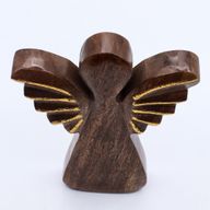 Grote Mango Houten Engel - Gouden Decor - 19cm