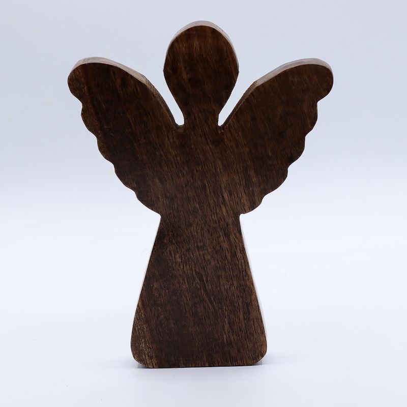 Grote Mango Houten Engel - Gouden Decor - 19cm