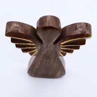 Grote Mango Houten Engel - Gouden Decor - 19cm