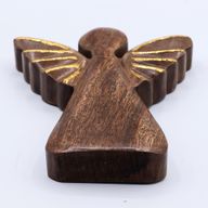 Grote Mango Houten Engel - Gouden Decor - 19cm