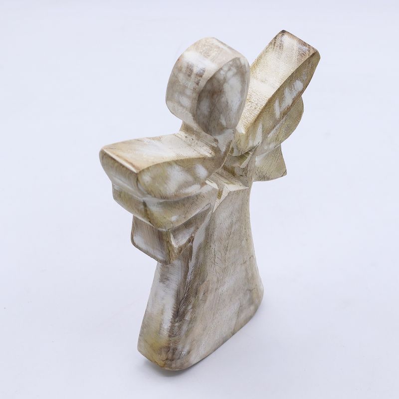 Mango Houten Engel - Whitewash met Ster Uitsnede - 18cm