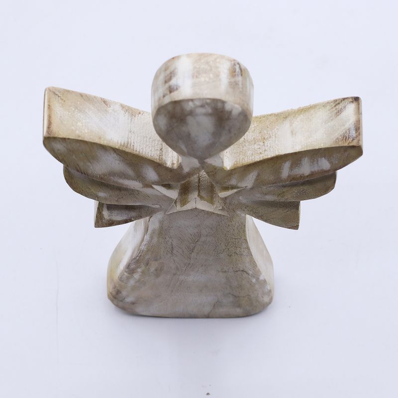 Mango Houten Engel - Whitewash met Ster Uitsnede - 18cm