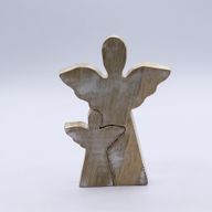 Mango Houten Engel in Engel - Whitewash - 15cm