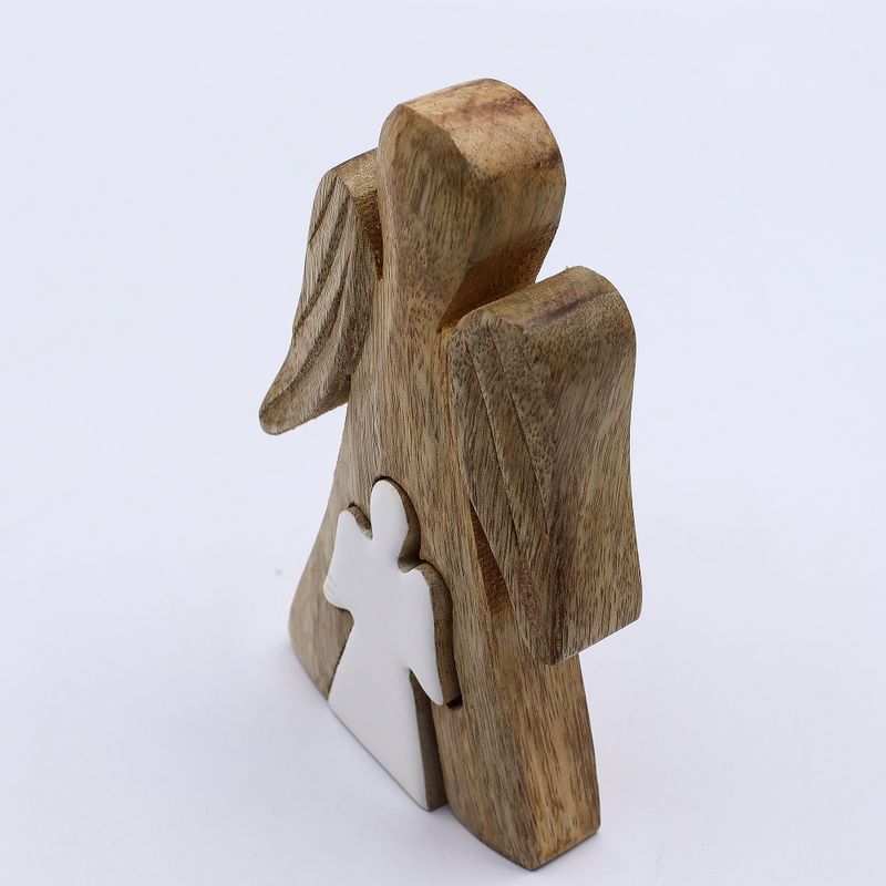 Mango Houten Engel in Engel - Witte Emaille - 15cm