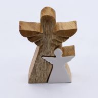 Mango Houten Engel in Engel - Witte Emaille - 15cm