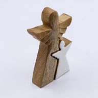 Mango Houten Engel in Engel - Witte Emaille - 15cm