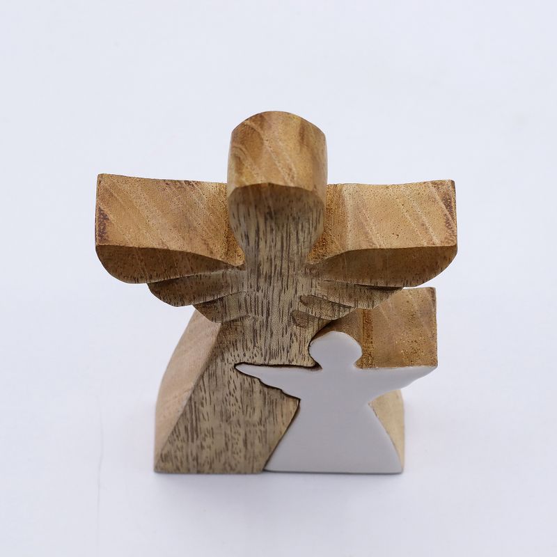 Mango Houten Engel in Engel - Witte Emaille - 15cm