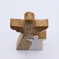 Mango Houten Engel in Engel - Witte Emaille - 15cm