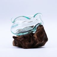Gesmolten Glas Golvende Kom op Hout