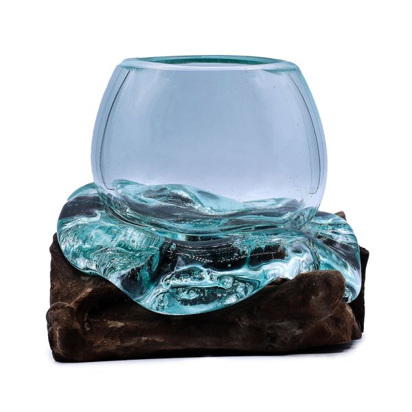 Gesmolten Glas Mini Goudviskom op Hout