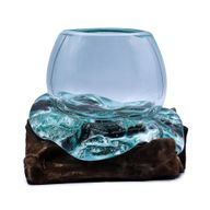 Gesmolten Glas Mini Goudviskom op Hout