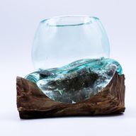 Gesmolten Glas Mini Goudviskom op Hout