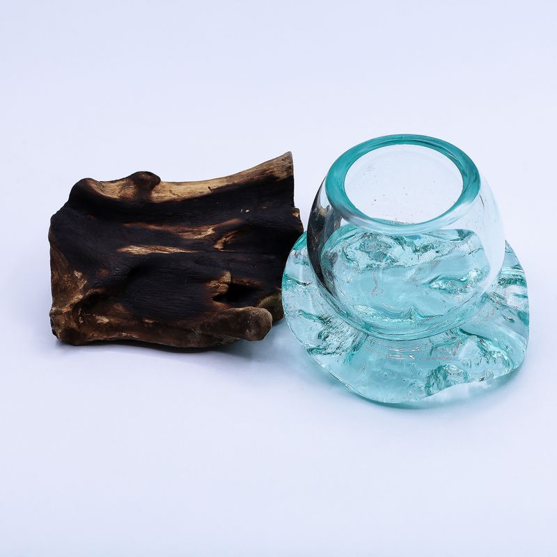 Gesmolten Glas Mini Goudviskom op Hout