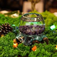 Gesmolten Glas Mini Goudviskom op Hout