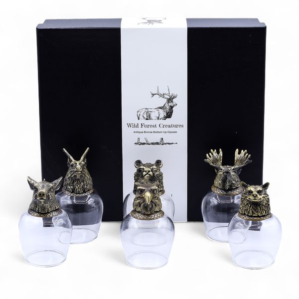Ondersteboven Glazen (100 ml) – Wilde Boswezens – Antiek Brons