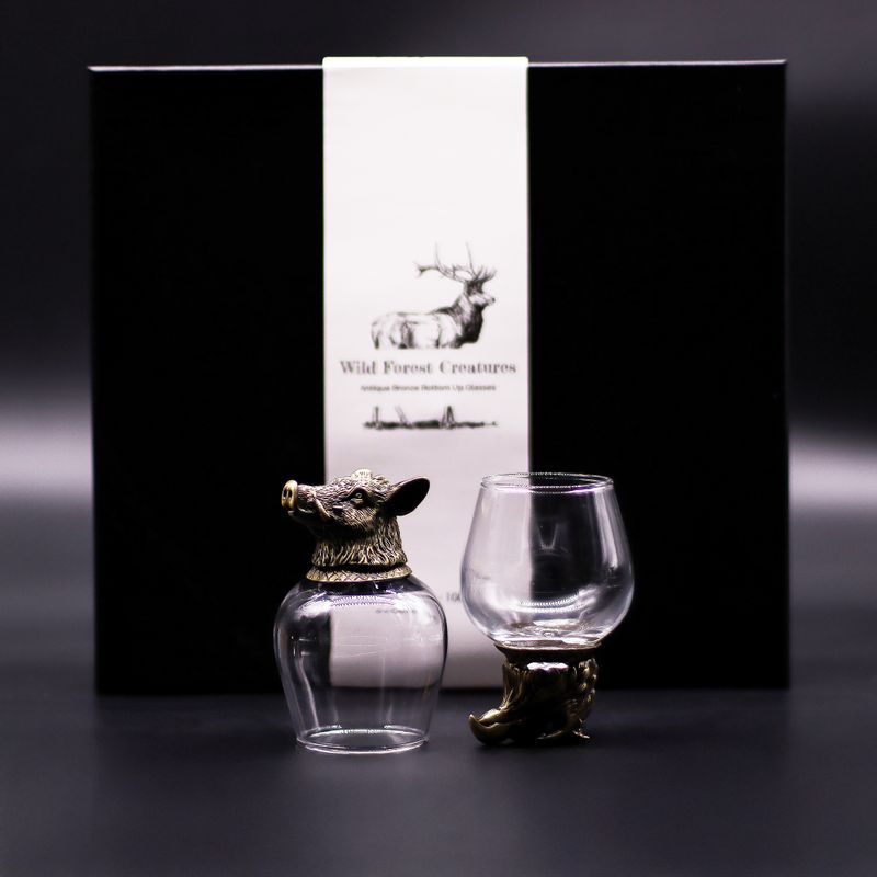 Ondersteboven Glazen (100 ml) – Wilde Boswezens – Antiek Brons