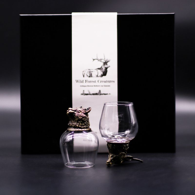 Ondersteboven Glazen (100 ml) – Wilde Boswezens – Antiek Brons