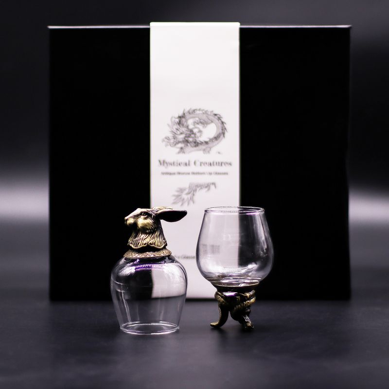 Ondersteboven Glazen (100 ml) – Mystieke Wezens – Antiek Brons