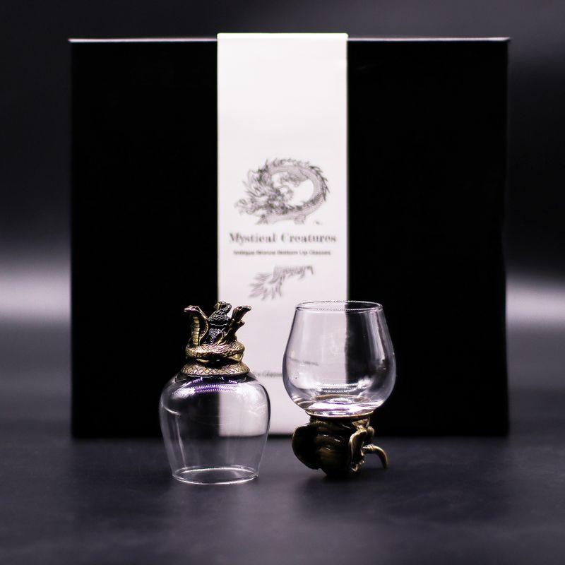 Ondersteboven Glazen (100 ml) – Mystieke Wezens – Antiek Brons