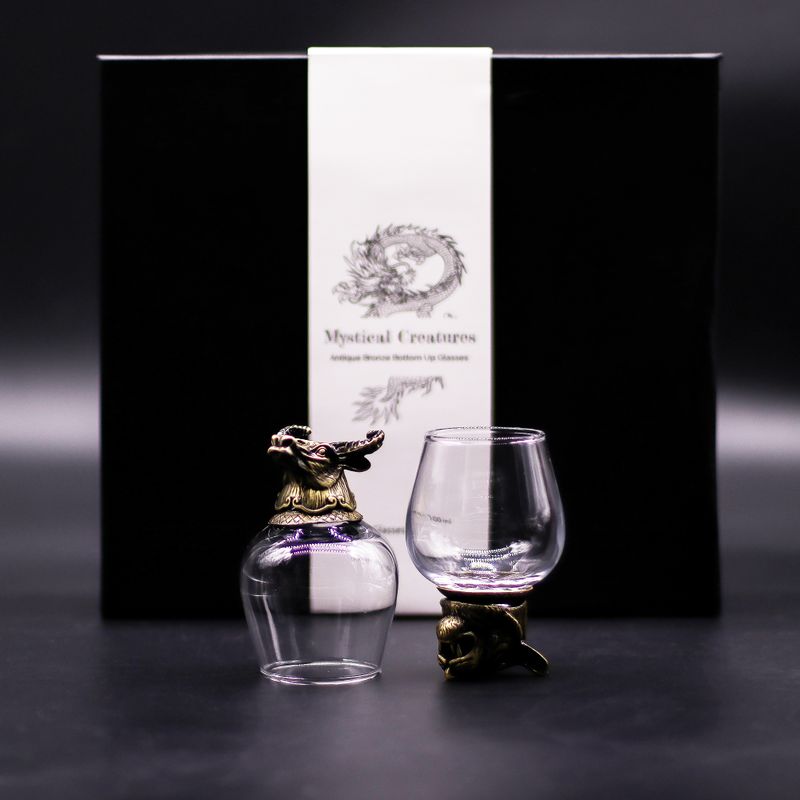 Ondersteboven Glazen (100 ml) – Mystieke Wezens – Antiek Brons