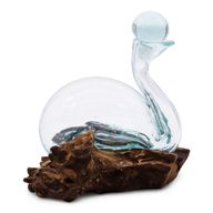 Gesmolten Glas Eendkaraf op Hout met Stop