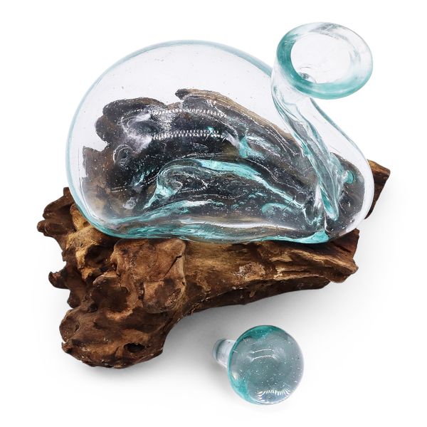 Gesmolten Glas Eendkaraf op Hout met Stop