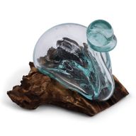 Gesmolten Glas Eendkaraf op Hout met Stop