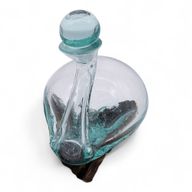 Gesmolten Glas Eendkaraf op Hout met Stop