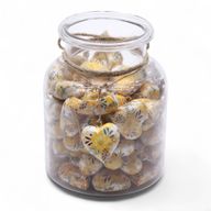 Grote Decoratieve Houten Harten – Gele Bloem (50) – in Displaypot