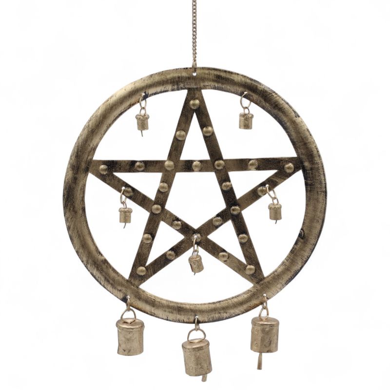 Indiase Klokken – IJzeren Pentagon met Koeienbellen – 25x49cm