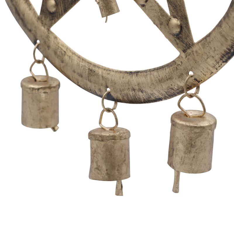 Indiase Klokken – IJzeren Pentagon met Koeienbellen – 25x49cm