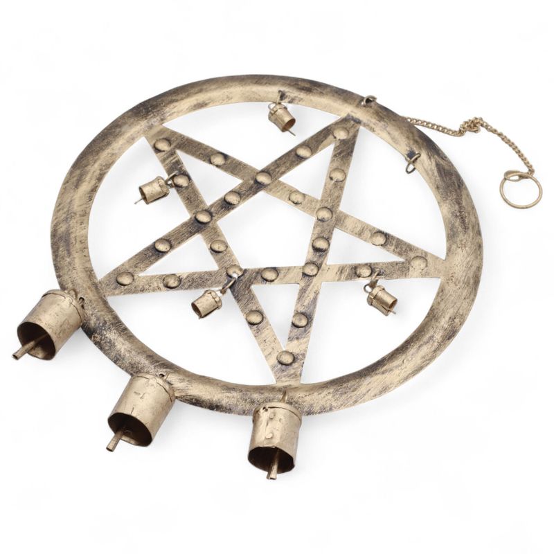 Indiase Klokken – IJzeren Pentagon met Koeienbellen – 25x49cm