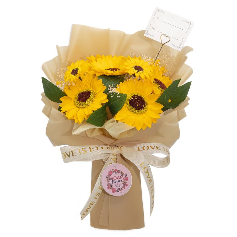 Groot Boeket Zonnebloemen – Liefde is Eeuwig – Cadeaukaart