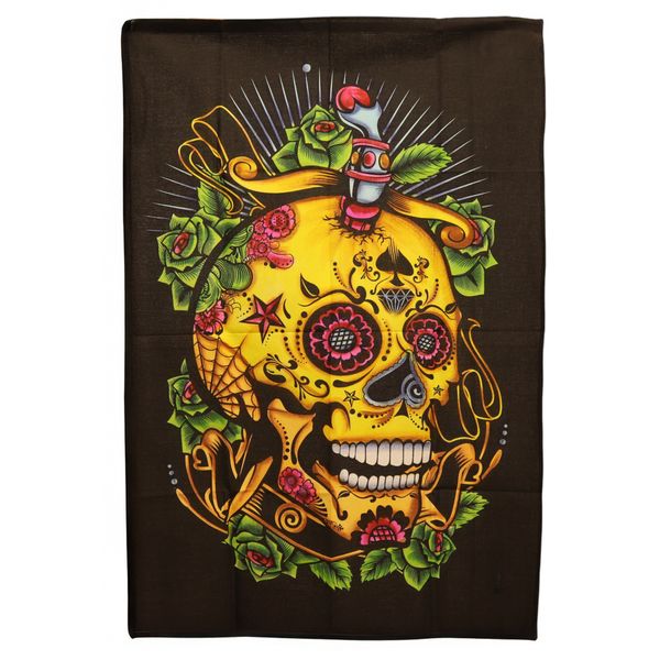 Katoenen Wanddecoratie (70x110cm) - Doodshoofd van de Doden