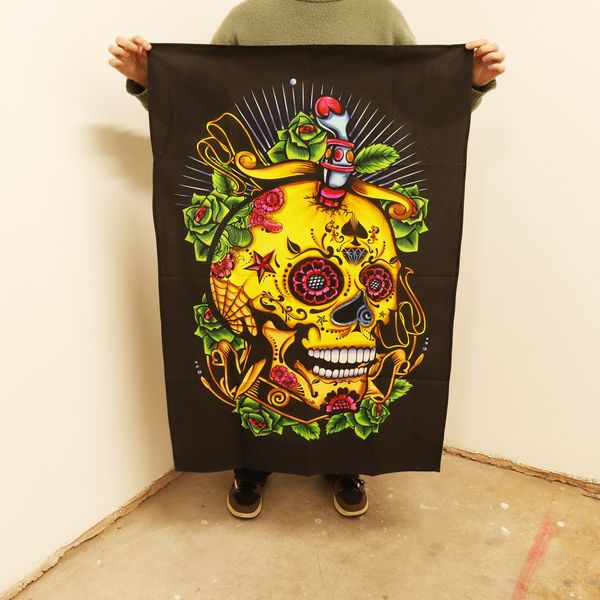 Katoenen Wanddecoratie (70x110cm) - Doodshoofd van de Doden