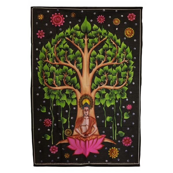 Katoenen Wanddecoratie (70x110cm) - Boeddha Bodhi Boom