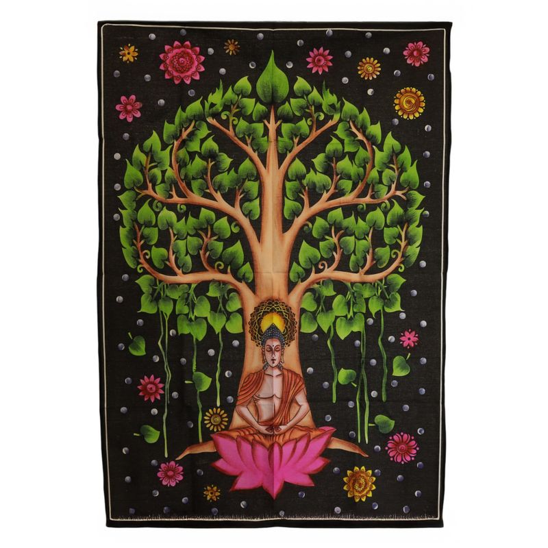 Katoenen Wanddecoratie (70x110cm) - Boeddha Bodhi Boom
