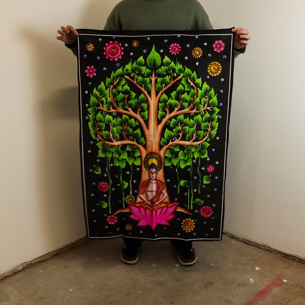 Katoenen Wanddecoratie (70x110cm) - Boeddha Bodhi Boom