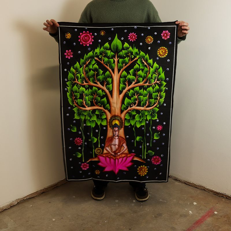 Katoenen Wanddecoratie (70x110cm) - Boeddha Bodhi Boom