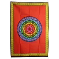 Katoenen Wanddecoratie (70x110cm) - Regenboog Bloem des Levens