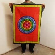 Katoenen Wanddecoratie (70x110cm) - Regenboog Bloem des Levens