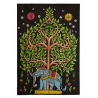 Katoenen Wanddecoratie (70x110cm) - Olifant & Levensboom