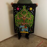 Katoenen Wanddecoratie (70x110cm) - Olifant & Levensboom